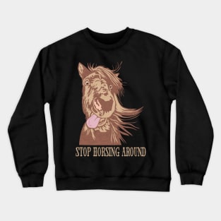 Horse With Tongue Out Crewneck Sweatshirt